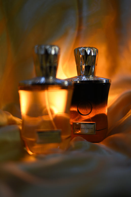 Lemon Verbena and crackling embers, Pine and Snow perfume cologne set